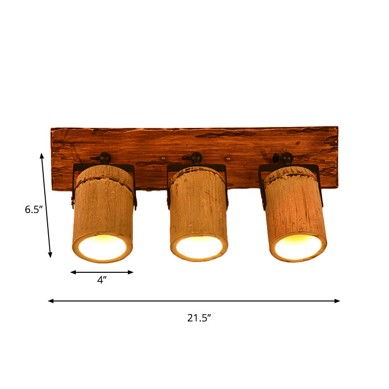 Wooden Cylinder Wall Light Rustic Stylish Sconce Light in Beige for Bistro Restaurant Clearhalo 'Industrial wall lights' 'Industrial' 'Middle century wall lights' 'Tiffany' 'Wall Lamps & Sconces' 'Wall Lights' Lighting' 159489