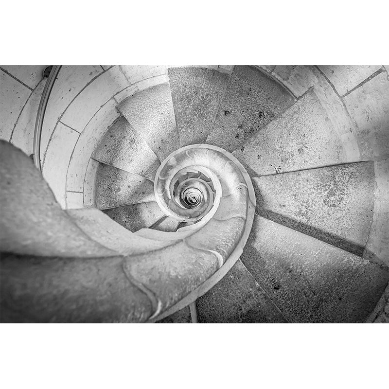 Giant Architecture Mural Decal Modern Hypnosis Cement Stairs Wall Art in Grey, Custom Made Clearhalo 'Wall Decor' 'Wall Mural' 1594953