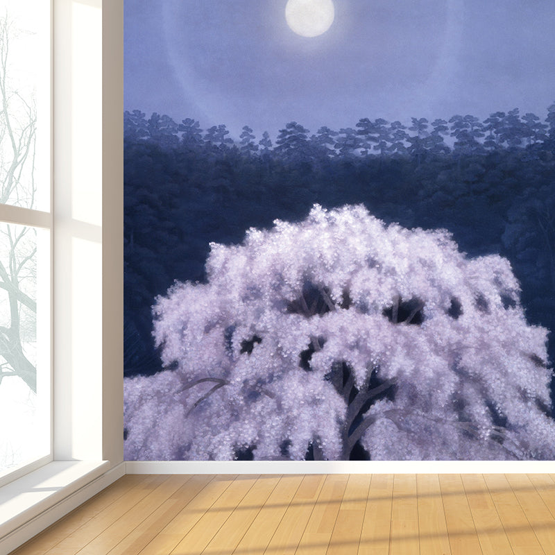 Stain Resistant Cherry Tree Mural Non-Woven Cloth Modern Wall Art for Girls Room Clearhalo 'Wall Decor' 'Wall Mural' 1595107