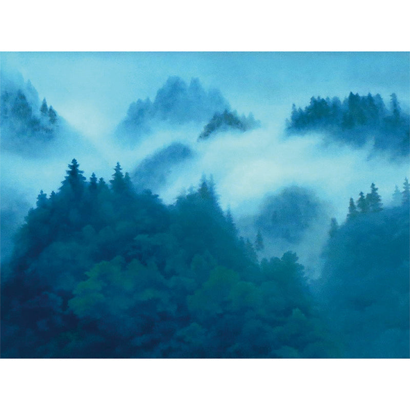 Contemporary Misty Forest Mural Decal Green Bedroom Wall Covering, Made to Measure Clearhalo 'Wall Decor' 'Wall Mural' 1595118