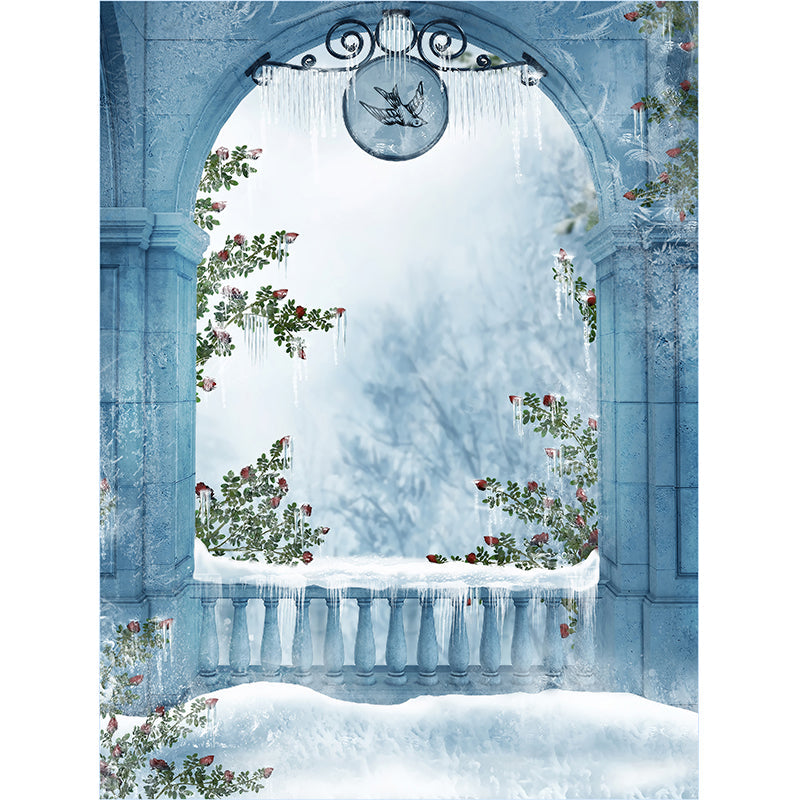 Modern Winter View Mural Wallpaper for Boys Bedroom Full Size Wall Covering in Blue Clearhalo 'Wall Decor' 'Wall Mural' 1595168