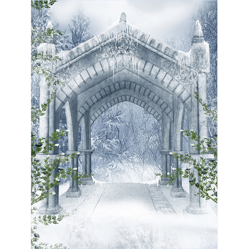 Contemporary Winter Bower Wall Mural White Decorative Wall Covering for Living Room Clearhalo 'Wall Decor' 'Wall Mural' 1595173