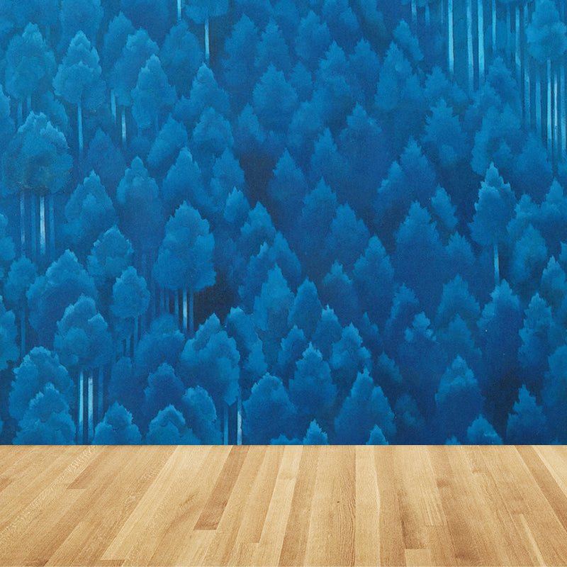 Huge Forest Wall Mural for Bedroom Floral Print Wall Art in Blue, Moisture Resistant Clearhalo 'Wall Decor' 'Wall Mural' 1595286
