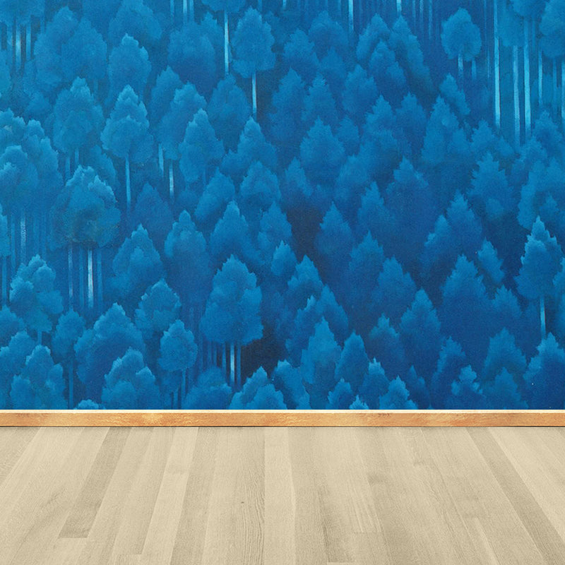 Huge Forest Wall Mural for Bedroom Floral Print Wall Art in Blue, Moisture Resistant Clearhalo 'Wall Decor' 'Wall Mural' 1595287