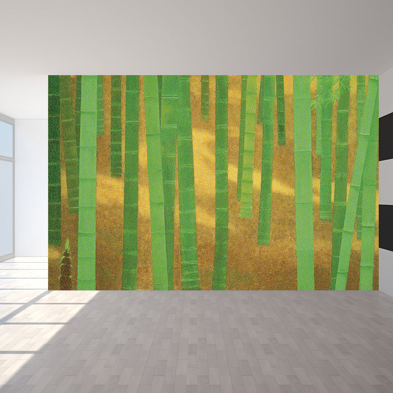 Dense Bamboo Grove Mural Wallpaper for Dining Room, Green, Custom Size Available Green Clearhalo 'Wall Decor' 'Wall Mural' 1595310