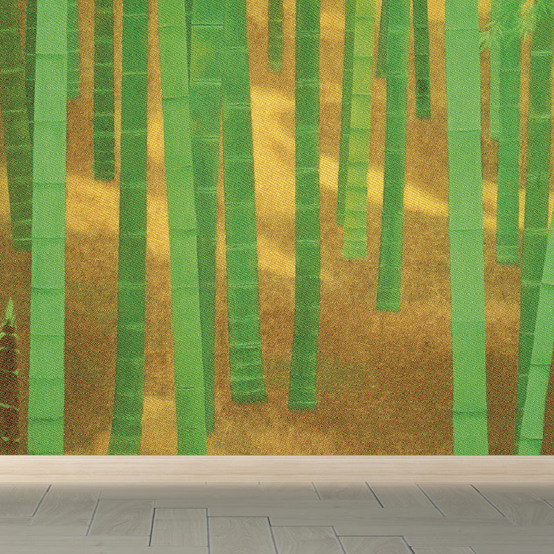 Dense Bamboo Grove Mural Wallpaper for Dining Room, Green, Custom Size Available Clearhalo 'Wall Decor' 'Wall Mural' 1595311