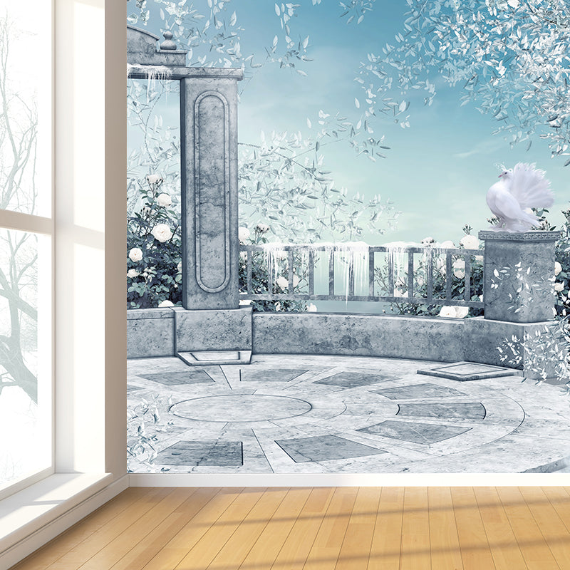 Stain Resistant Winter Courtyard Mural Non-Woven Texture Modern Wall Decor for Girls Room Clearhalo 'Wall Decor' 'Wall Mural' 1595356