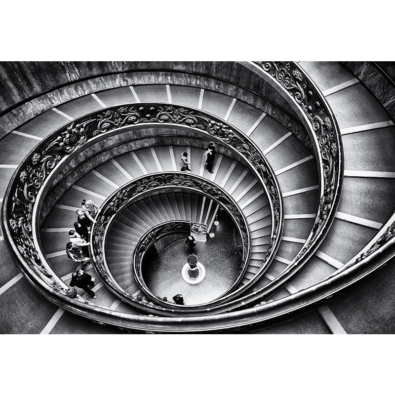 Dark Grey Spiral Stairway Mural Decal Moisture Resistant Modern Bedroom Wall Covering Clearhalo 'Wall Decor' 'Wall Mural' 1595633