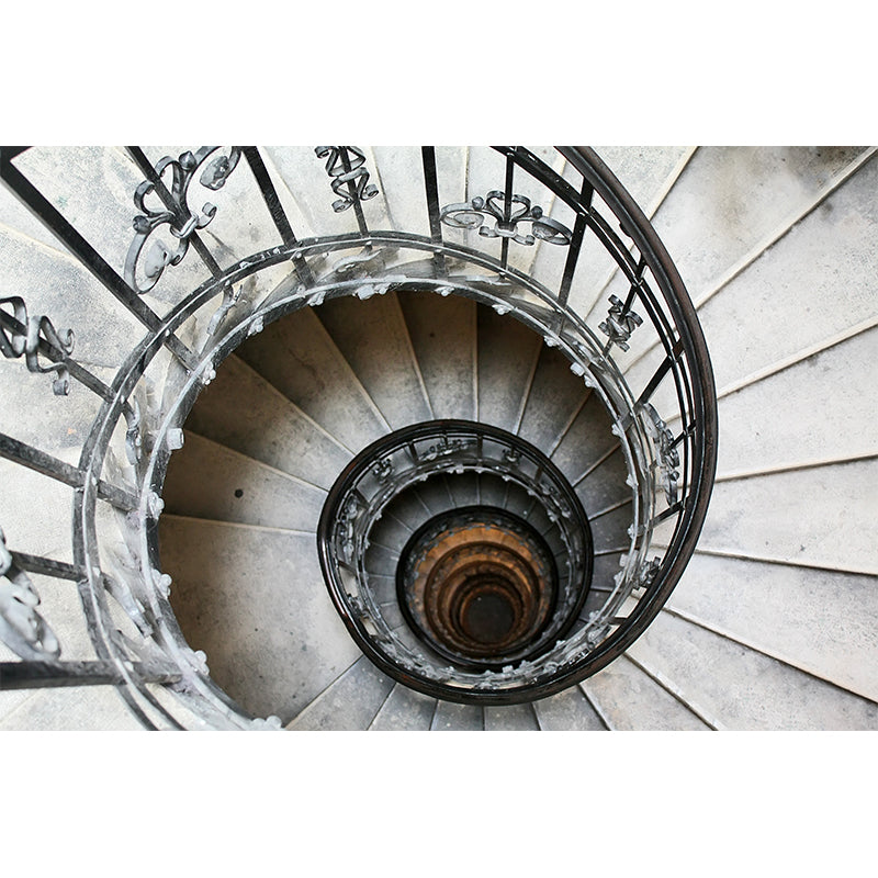 Photo Print Swirly Staircase Mural Wallpaper Huge Wall Covering for Accent Wall, Custom Made Clearhalo 'Wall Decor' 'Wall Mural' 1595813
