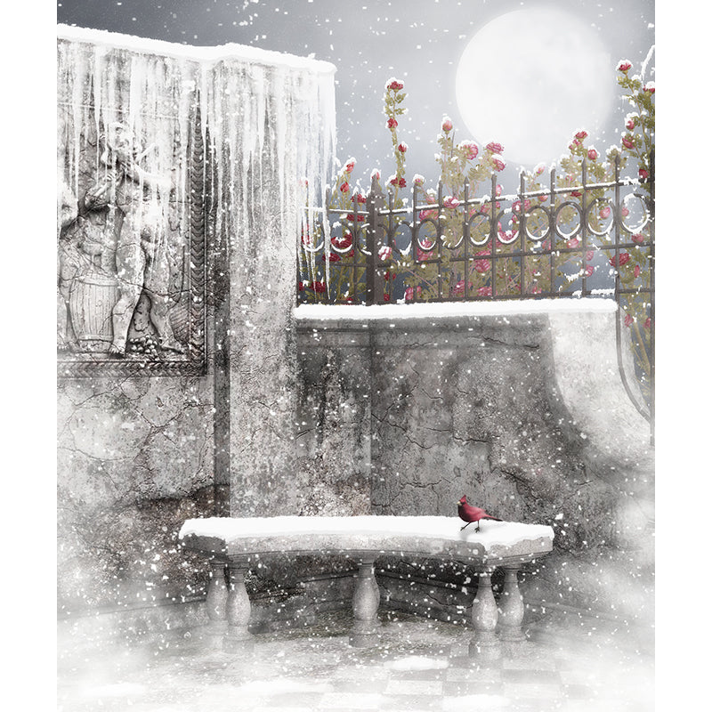 Gray Modern Mural Wallpaper Huge Yard Snow-Covered Landscape Wall Decor for Dining Room Clearhalo 'Wall Decor' 'Wall Mural' 1596043