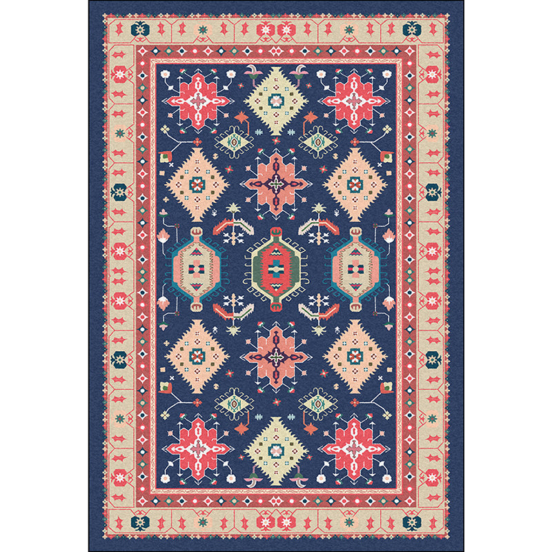 Southwestern Living Room Rug in Blue Tribal Geometric Print Rug Polyester Washable Area Rug Clearhalo 'Area Rug' 'Rugs' 'Southwestern' Rug' 1596466