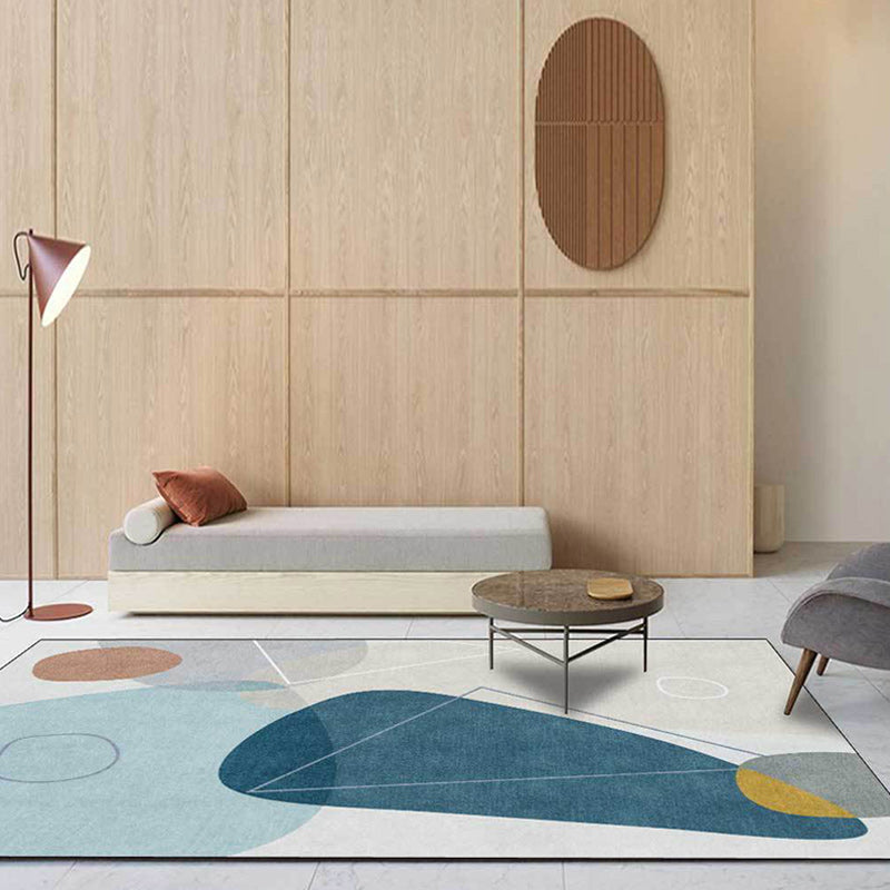 Ivory Bedroom Rug Novelty Color Block Triangle Pattern Area Rug Polyester Non-Slip Backing Carpet Blue Clearhalo 'Area Rug' 'Rug' 1596786