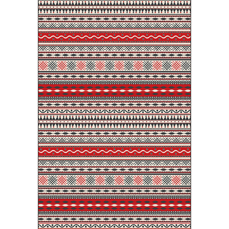 Bohemian Striped Print Rug Red Polyester Rug Machine Washable Non-Slip Area Rug for Living Room Clearhalo 'Area Rug' 'Bohemian' 'Rugs' Rug' 1596916