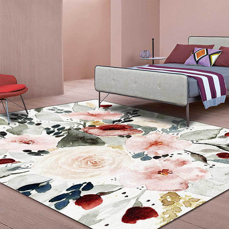 Green French Country Rug Polyester Floral and Leaf Pattern Rug Washable Non-Slip Backing Area Rug for Living Room Green Clearhalo 'Area Rug' 'French Country' 'Rugs' Rug' 1597204