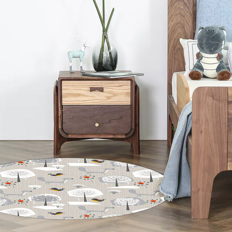 Grey Child's Room Rug Kids Animal Megalocnidae Pattern Area Rug Polyester Pet Friendly Carpet Grey Clearhalo 'Area Rug' 'Rug' 1597236