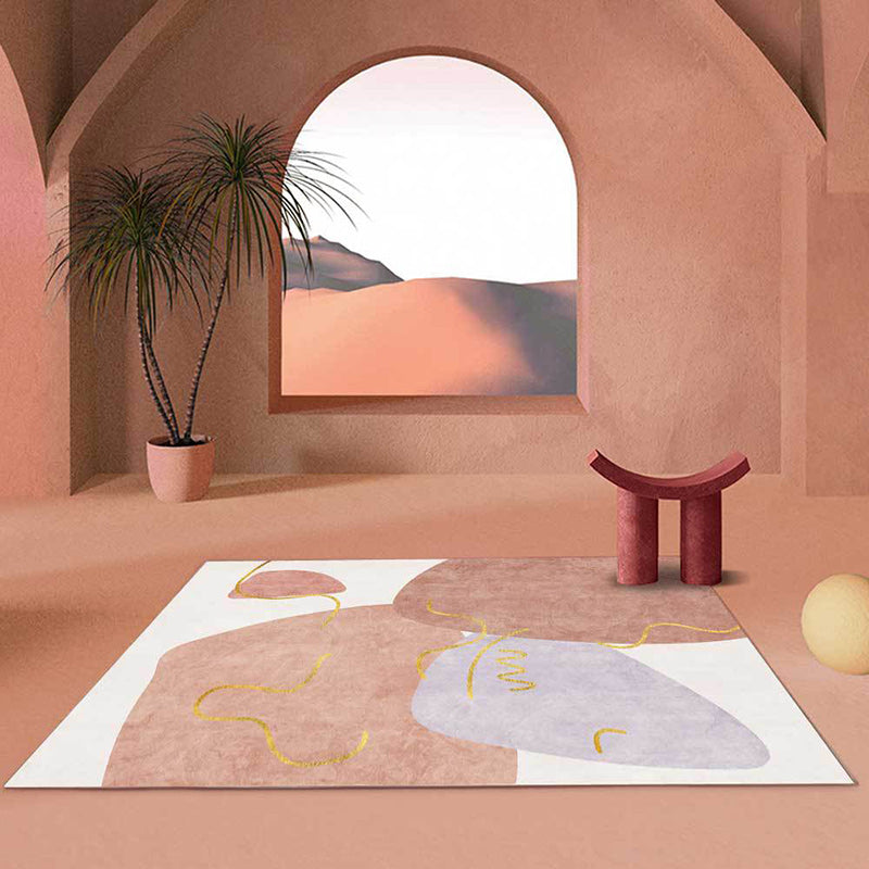 Scandinavian Novelty Rug in White and Pink Irregular Shape Pattern Rug Polyester Anti-Slip Carpet for Home Decoration Pink Clearhalo 'Area Rug' 'Rug' 1597350