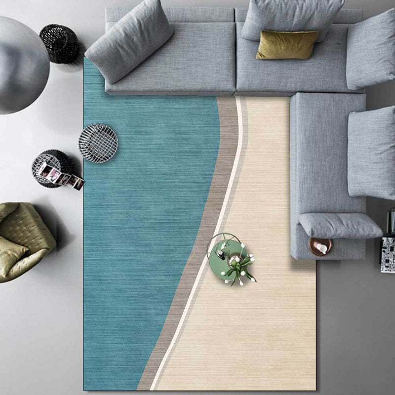 Colorful Bedroom Rug Novelty Color Block Pattern Area Rug Polyester Washable Anti-Slip Carpet Blue Clearhalo 'Area Rug' 'Rug' 1597366