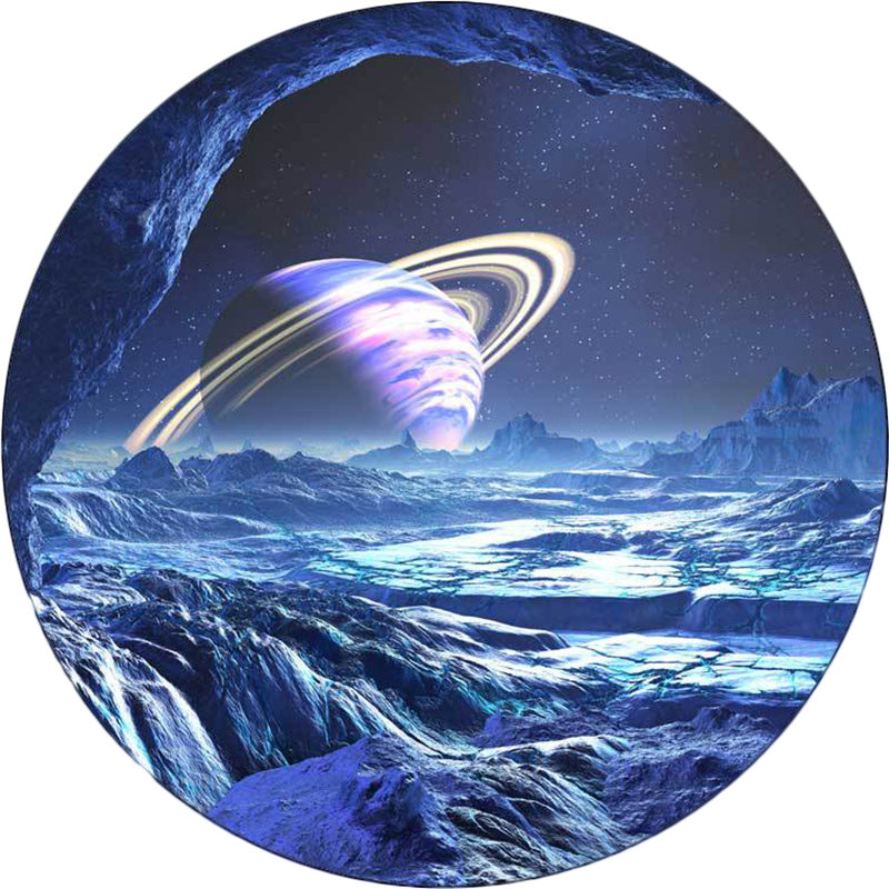 Casual Modern Rug in Blue Outer Space Planet Pattern Rug Polyester Pet Friendly Carpet for Home Decoration Clearhalo 'Area Rug' 'Modern' 'Rugs' Rug' 1597424