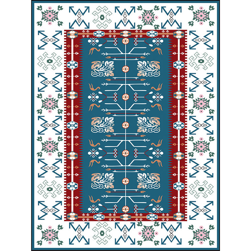 White Bedroom Rug Southwestern Tribal Leaf Pattern Area Rug Polyester Stain-Resistant Non-Slip Carpet Clearhalo 'Area Rug' 'Rugs' 'Southwestern' Rug' 1597723