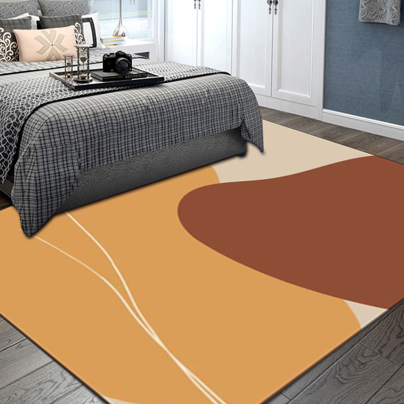Brown Bedroom Rug Novelty Color Block Irregular Shape Line Pattern Area Rug Polyester Anti-Slip Backing Carpet Yellow Clearhalo 'Area Rug' 'Rug' 1597873