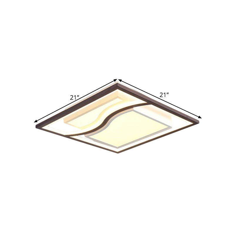 21" Wide Modernist Square Flush Mount Acrylic LED Bedroom Close to Ceiling Lighting in Black, Warm/White Light Clearhalo 'Ceiling Lights' 'Close To Ceiling Lights' 'Close to ceiling' 'Flush mount' Lighting' 1598541