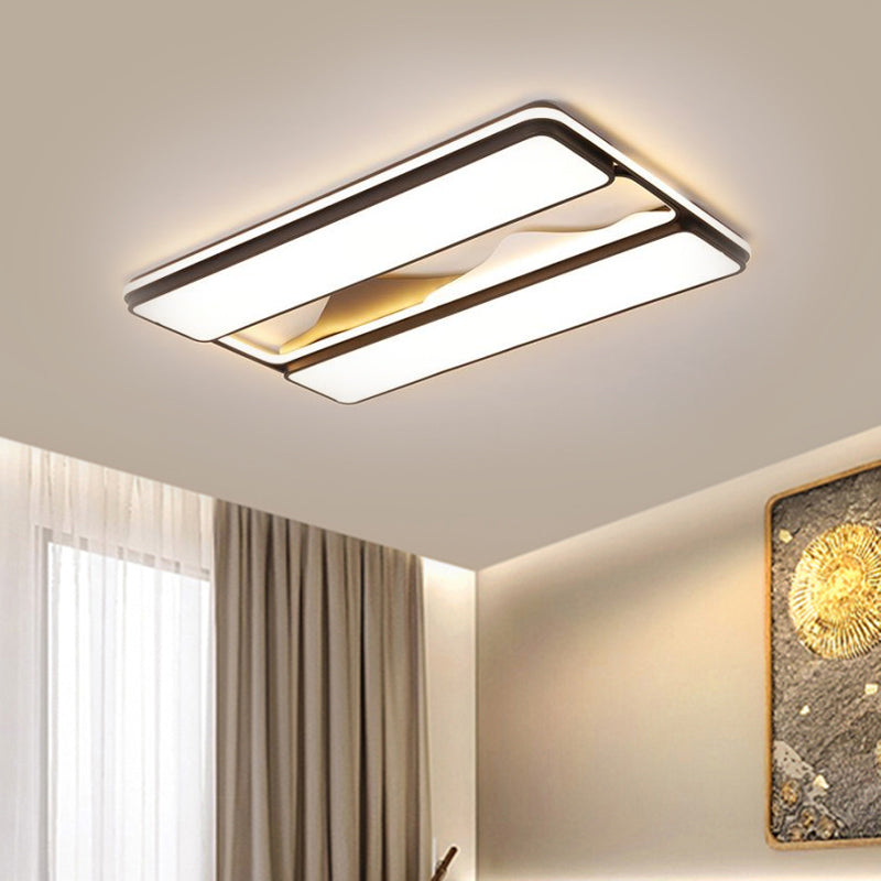 Acrylic Rectangle Ceiling Flush Modernist LED Black Flush Mount Lighting in Warm/White Light, 16.5"/20.5"/35.5" Wide Clearhalo 'Ceiling Lights' 'Close To Ceiling Lights' 'Close to ceiling' 'Flush mount' Lighting' 1598548