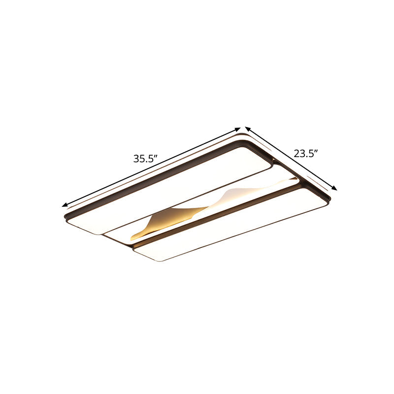 Acrylic Rectangle Ceiling Flush Modernist LED Black Flush Mount Lighting in Warm/White Light, 16.5"/20.5"/35.5" Wide Clearhalo 'Ceiling Lights' 'Close To Ceiling Lights' 'Close to ceiling' 'Flush mount' Lighting' 1598551