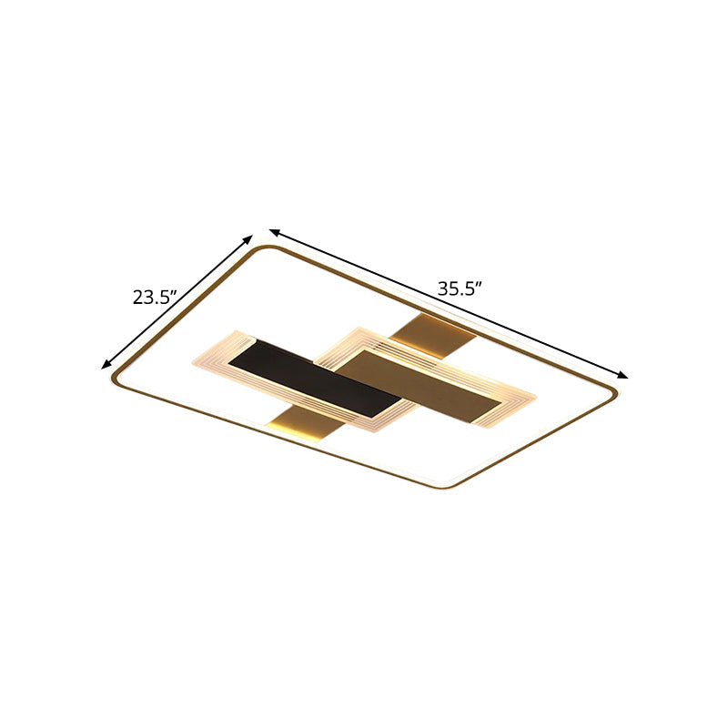 LED Drawing Room Semi Flush Minimalism Gold Ceiling Mounted Fixture with Rectangle Acrylic Shade in Warm/White/3 Color Light Clearhalo 'Ceiling Lights' 'Close To Ceiling Lights' 'Close to ceiling' 'Flush mount' Lighting' 1598555