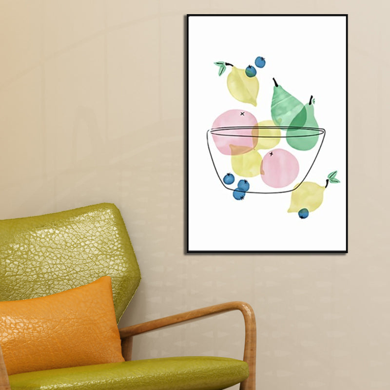 Fruit Print Wall Art Nordic Textured Wrapped Canvas in Soft Color for Living Room
