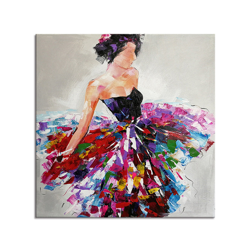 Red Gypsy Woman Oil Painting Textured Modernist Living Room Canvas Wall Art Print Clearhalo 'Art Gallery' 'Canvas Art' 'Contemporary Art Gallery' 'Modern' Arts' 1599782