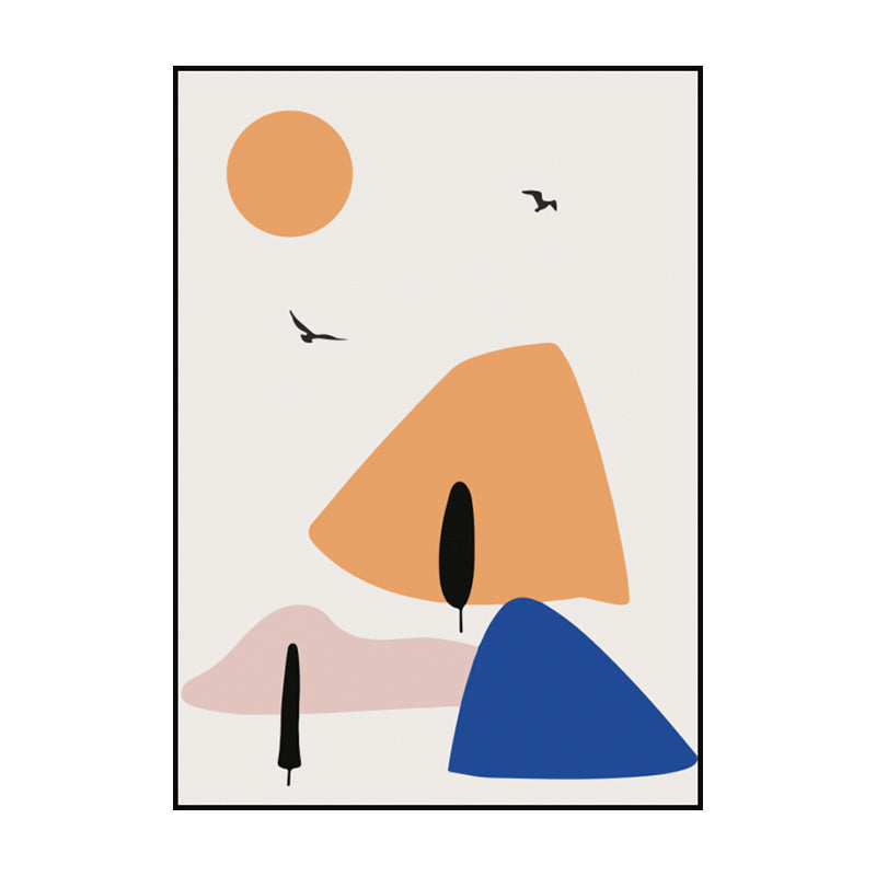 Minimalist Mountain Scenery Wall Art Blue and Orange Textured Canvas Print for Home Clearhalo 'Art Gallery' 'Canvas Art' 'Industrial' 'Mid-Century Modern' 'Minimalist Art Gallery' Arts' 1599971