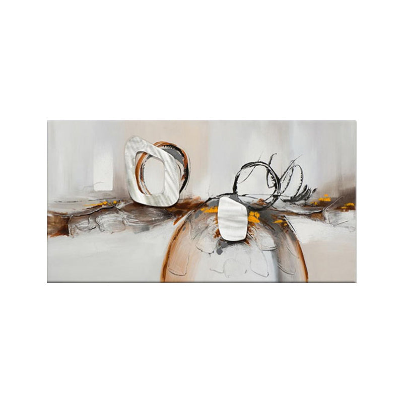 Brown-White Modern Wall Art Decor Abstract Painting Canvas Print for Family Room Clearhalo 'Art Gallery' 'Canvas Art' 'Contemporary Art Gallery' 'Modern' Arts' 1600242