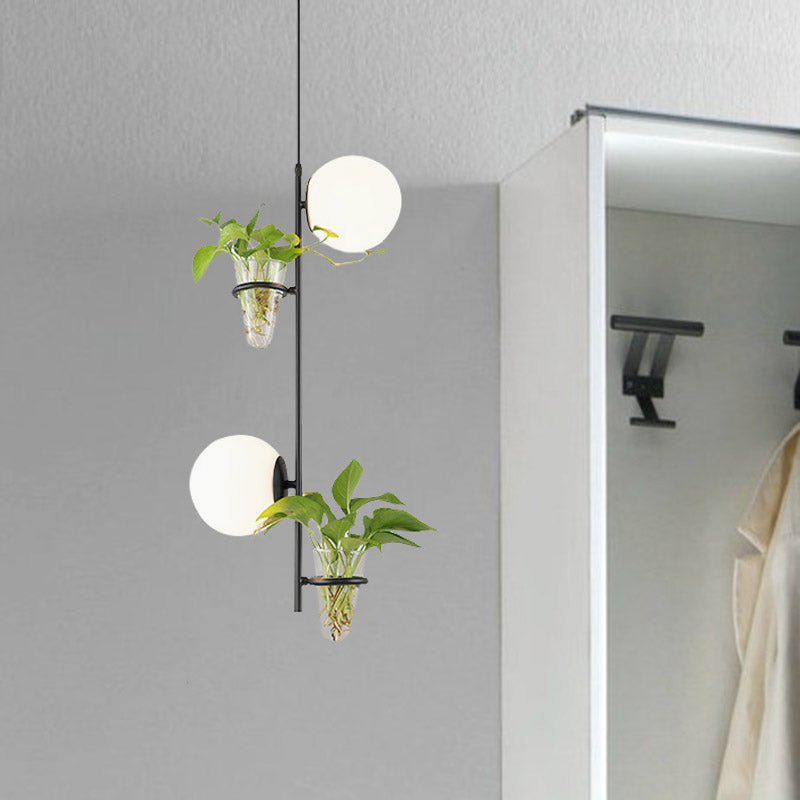2 Lights Sphere Cluster Pendant Industrial Black/Gold Metal LED Ceiling Hang Fixture with Milk White/Smoke Grey Glass Shade Clearhalo 'Art Deco Pendants' 'Black' 'Cast Iron' 'Ceiling Lights' 'Ceramic' 'Crystal' 'Industrial Pendants' 'Industrial' 'Metal' 'Middle Century Pendants' 'Pendant Lights' 'Pendants' 'Rustic Pendants' 'Tiffany' Lighting' 1600607