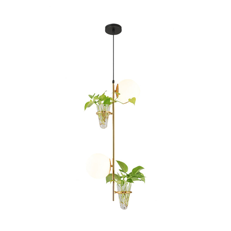 2 Lights Sphere Cluster Pendant Industrial Black/Gold Metal LED Ceiling Hang Fixture with Milk White/Smoke Grey Glass Shade Clearhalo 'Art Deco Pendants' 'Black' 'Cast Iron' 'Ceiling Lights' 'Ceramic' 'Crystal' 'Industrial Pendants' 'Industrial' 'Metal' 'Middle Century Pendants' 'Pendant Lights' 'Pendants' 'Rustic Pendants' 'Tiffany' Lighting' 1600616