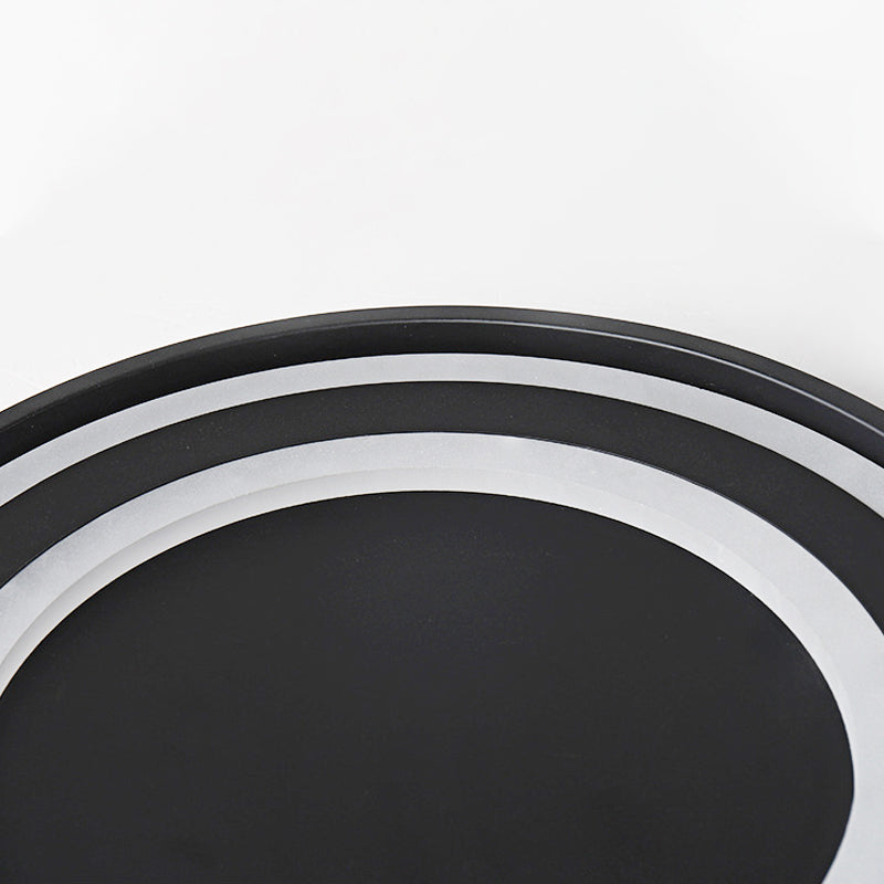 Round Flush Mount Light Fixture Simple Metal LED Black/Black and White Bedroom Ceiling Flush Mount in Warm/White, 16"/20.5" Dia Clearhalo 'Ceiling Lights' 'Close To Ceiling Lights' 'Close to ceiling' 'Flush mount' Lighting' 160382