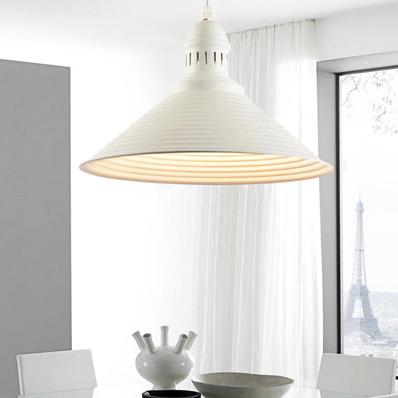 Ribbed Conical/Double Bubble Kitchen Pendant Light Modern Metal 1 Light Red/Yellow/White Hanging Light Fixture with Vented Socket White Clearhalo 'Ceiling Lights' 'Modern Pendants' 'Modern' 'Pendant Lights' 'Pendants' Lighting' 160399