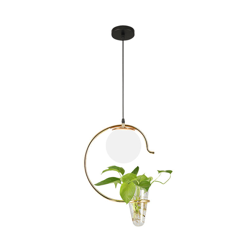 Industrial Globe Metal Hanging Pendant 1 Bulb Milk White/Smoke Grey Glass LED Suspension Light in Black/Gold Clearhalo 'Art Deco Pendants' 'Black' 'Cast Iron' 'Ceiling Lights' 'Ceramic' 'Crystal' 'Industrial Pendants' 'Industrial' 'Metal' 'Middle Century Pendants' 'Pendant Lights' 'Pendants' 'Rustic Pendants' 'Tiffany' Lighting' 1604074