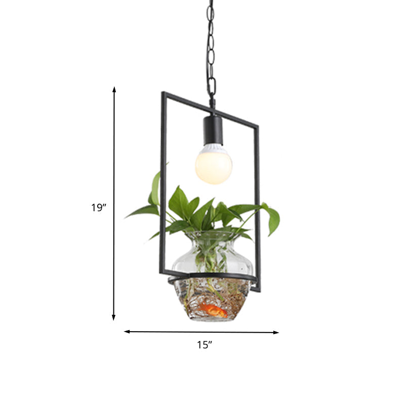 8"/15" W Rectangle Restaurant Drop Lamp Industrial Metal 1 Head Black LED Hanging Light Fixture Clearhalo 'Art Deco Pendants' 'Black' 'Cast Iron' 'Ceiling Lights' 'Ceramic' 'Crystal' 'Industrial Pendants' 'Industrial' 'Metal' 'Middle Century Pendants' 'Pendant Lights' 'Pendants' 'Rustic Pendants' 'Tiffany' Lighting' 1604113