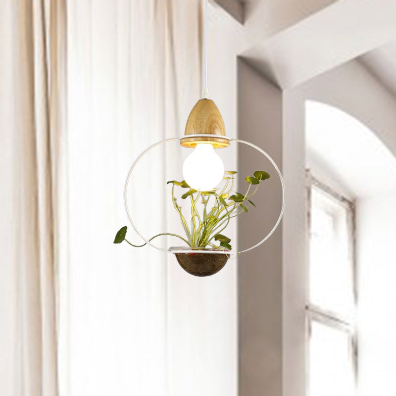 Black/White 1 Bulb Drop Pendant Industrial Metal Oval/Rectangle/Urn LED Plant Hanging Ceiling Light for Restaurant Clearhalo 'Art Deco Pendants' 'Black' 'Cast Iron' 'Ceiling Lights' 'Ceramic' 'Crystal' 'Industrial Pendants' 'Industrial' 'Metal' 'Middle Century Pendants' 'Pendant Lights' 'Pendants' 'Rustic Pendants' 'Tiffany' Lighting' 1604120