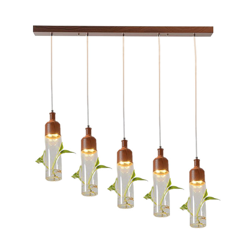 Antique Wine Bottle Cluster Pendant 3/5/7 Bulbs Metal LED Ceiling Light in Brown with Round/Linear Canopy Clearhalo 'Art Deco Pendants' 'Cast Iron' 'Ceiling Lights' 'Ceramic' 'Crystal' 'Industrial Pendants' 'Industrial' 'Metal' 'Middle Century Pendants' 'Pendant Lights' 'Pendants' 'Tiffany' Lighting' 1604284