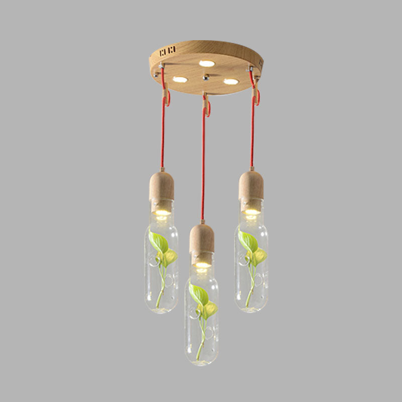 Wood 3/5/7 Bulbs Cluster Pendant Antique Metal Bottle LED Ceiling Lamp with Plant Container for Living Room Clearhalo 'Art Deco Pendants' 'Cast Iron' 'Ceiling Lights' 'Ceramic' 'Crystal' 'Industrial Pendants' 'Industrial' 'Metal' 'Middle Century Pendants' 'Pendant Lights' 'Pendants' 'Tiffany' Lighting' 1604310