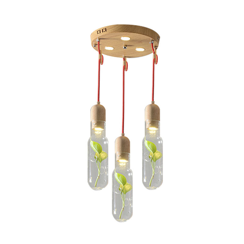 Wood 3/5/7 Bulbs Cluster Pendant Antique Metal Bottle LED Ceiling Lamp with Plant Container for Living Room Clearhalo 'Art Deco Pendants' 'Cast Iron' 'Ceiling Lights' 'Ceramic' 'Crystal' 'Industrial Pendants' 'Industrial' 'Metal' 'Middle Century Pendants' 'Pendant Lights' 'Pendants' 'Tiffany' Lighting' 1604311