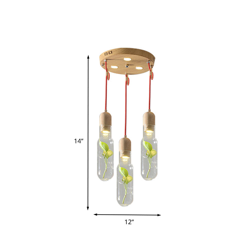 Wood 3/5/7 Bulbs Cluster Pendant Antique Metal Bottle LED Ceiling Lamp with Plant Container for Living Room Clearhalo 'Art Deco Pendants' 'Cast Iron' 'Ceiling Lights' 'Ceramic' 'Crystal' 'Industrial Pendants' 'Industrial' 'Metal' 'Middle Century Pendants' 'Pendant Lights' 'Pendants' 'Tiffany' Lighting' 1604312