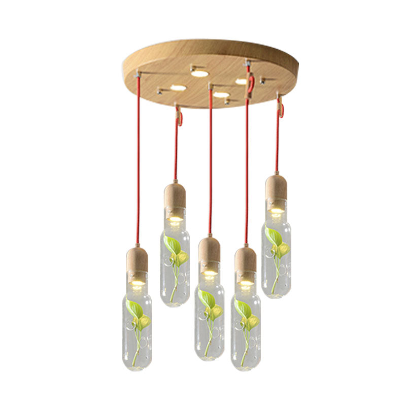 Wood 3/5/7 Bulbs Cluster Pendant Antique Metal Bottle LED Ceiling Lamp with Plant Container for Living Room Clearhalo 'Art Deco Pendants' 'Cast Iron' 'Ceiling Lights' 'Ceramic' 'Crystal' 'Industrial Pendants' 'Industrial' 'Metal' 'Middle Century Pendants' 'Pendant Lights' 'Pendants' 'Tiffany' Lighting' 1604315