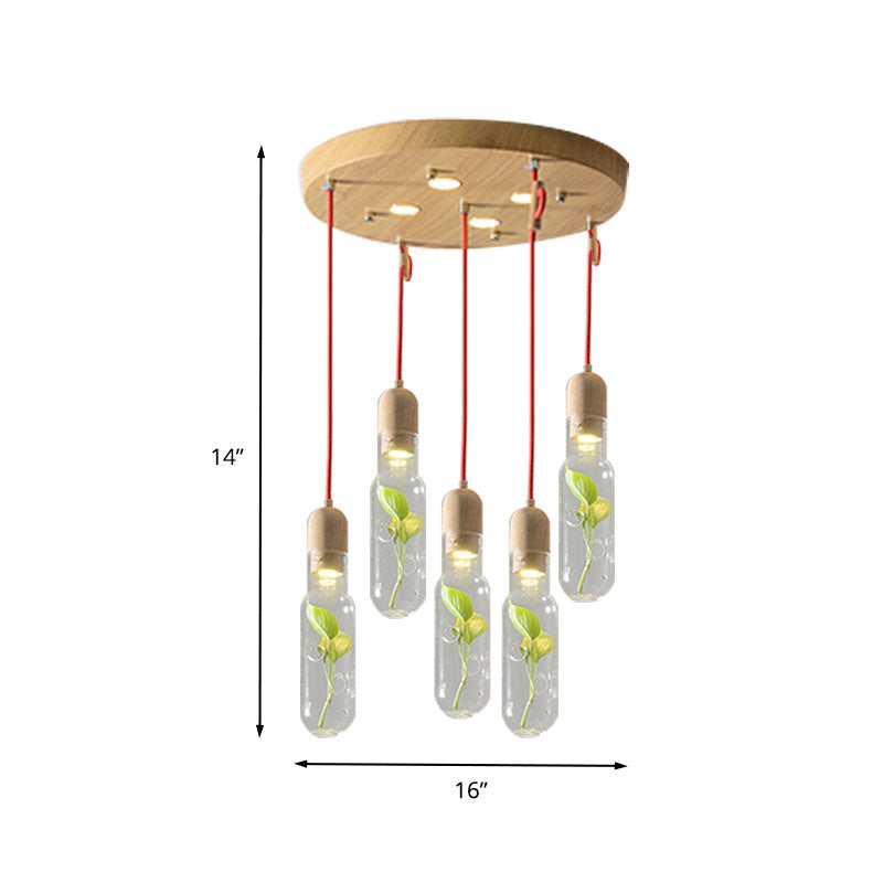 Wood 3/5/7 Bulbs Cluster Pendant Antique Metal Bottle LED Ceiling Lamp with Plant Container for Living Room Clearhalo 'Art Deco Pendants' 'Cast Iron' 'Ceiling Lights' 'Ceramic' 'Crystal' 'Industrial Pendants' 'Industrial' 'Metal' 'Middle Century Pendants' 'Pendant Lights' 'Pendants' 'Tiffany' Lighting' 1604316