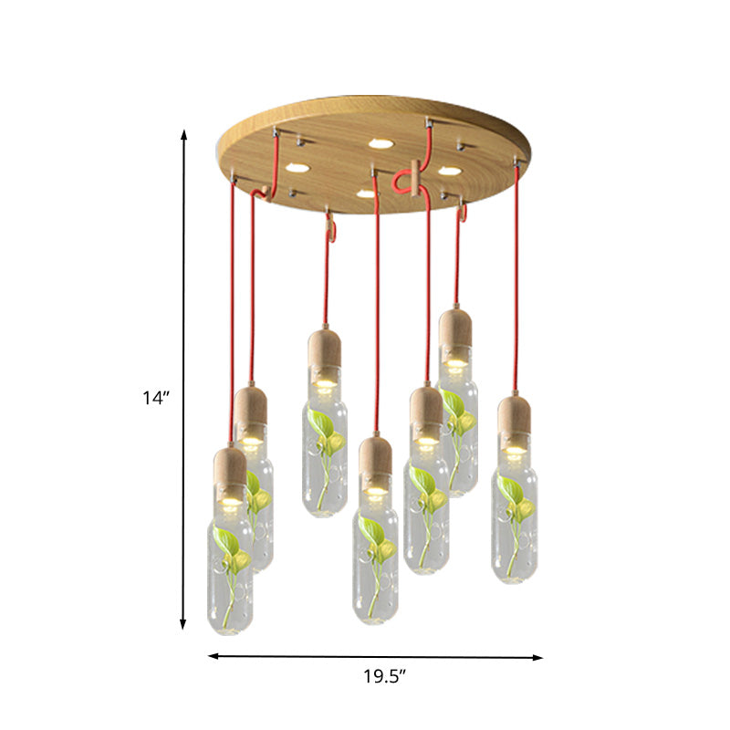 Wood 3/5/7 Bulbs Cluster Pendant Antique Metal Bottle LED Ceiling Lamp with Plant Container for Living Room Clearhalo 'Art Deco Pendants' 'Cast Iron' 'Ceiling Lights' 'Ceramic' 'Crystal' 'Industrial Pendants' 'Industrial' 'Metal' 'Middle Century Pendants' 'Pendant Lights' 'Pendants' 'Tiffany' Lighting' 1604320