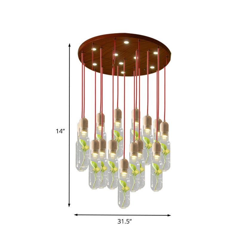 Wood 3/5/7 Bulbs Cluster Pendant Antique Metal Bottle LED Ceiling Lamp with Plant Container for Living Room Clearhalo 'Art Deco Pendants' 'Cast Iron' 'Ceiling Lights' 'Ceramic' 'Crystal' 'Industrial Pendants' 'Industrial' 'Metal' 'Middle Century Pendants' 'Pendant Lights' 'Pendants' 'Tiffany' Lighting' 1604322