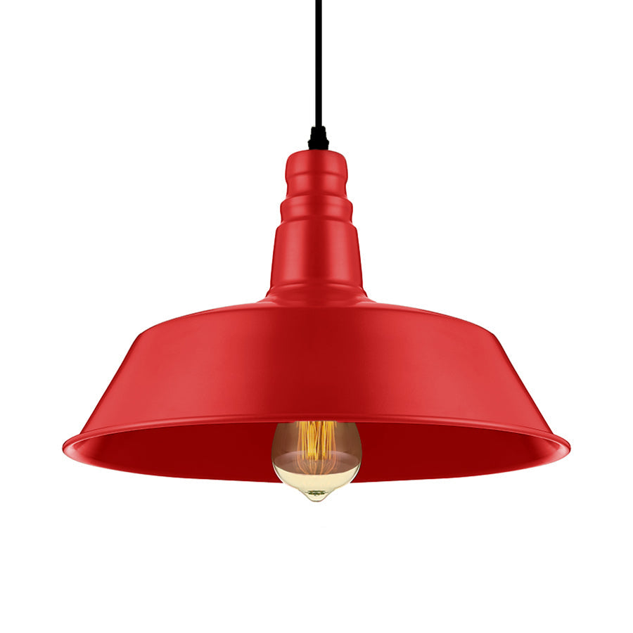 10"/14" Wide Barn Living Room Pendant Lighting Industrial Style Metallic 1 Bulb Red/Green Ceiling Light Fixture Clearhalo 'Art Deco Pendants' 'Cast Iron' 'Ceiling Lights' 'Ceramic' 'Crystal' 'Industrial Pendants' 'Industrial' 'Metal' 'Middle Century Pendants' 'Pendant Lights' 'Pendants' 'Tiffany' Lighting' 16059