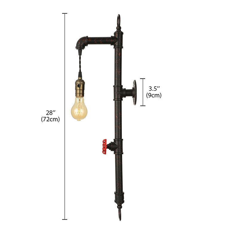 Dark Rust Pipe Wall Mounted Lighting with Valve Vintage Stylish Metal 1 Light Living Room Sconce Light Clearhalo 'Art deco wall lights' 'Cast Iron' 'Glass' 'Industrial wall lights' 'Industrial' 'Middle century wall lights' 'Modern' 'Rustic wall lights' 'Tiffany' 'Traditional wall lights' 'Wall Lamps & Sconces' 'Wall Lights' Lighting' 160600