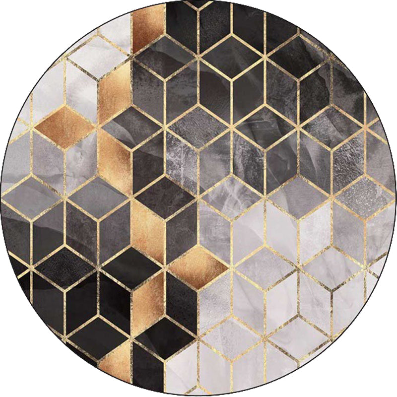 Black and Grey Modern Rug Polyester Geometric Print Rug Washable Non-Slip Backing Carpet for Living Room Clearhalo 'Area Rug' 'Modern' 'Rugs' Rug' 1608368